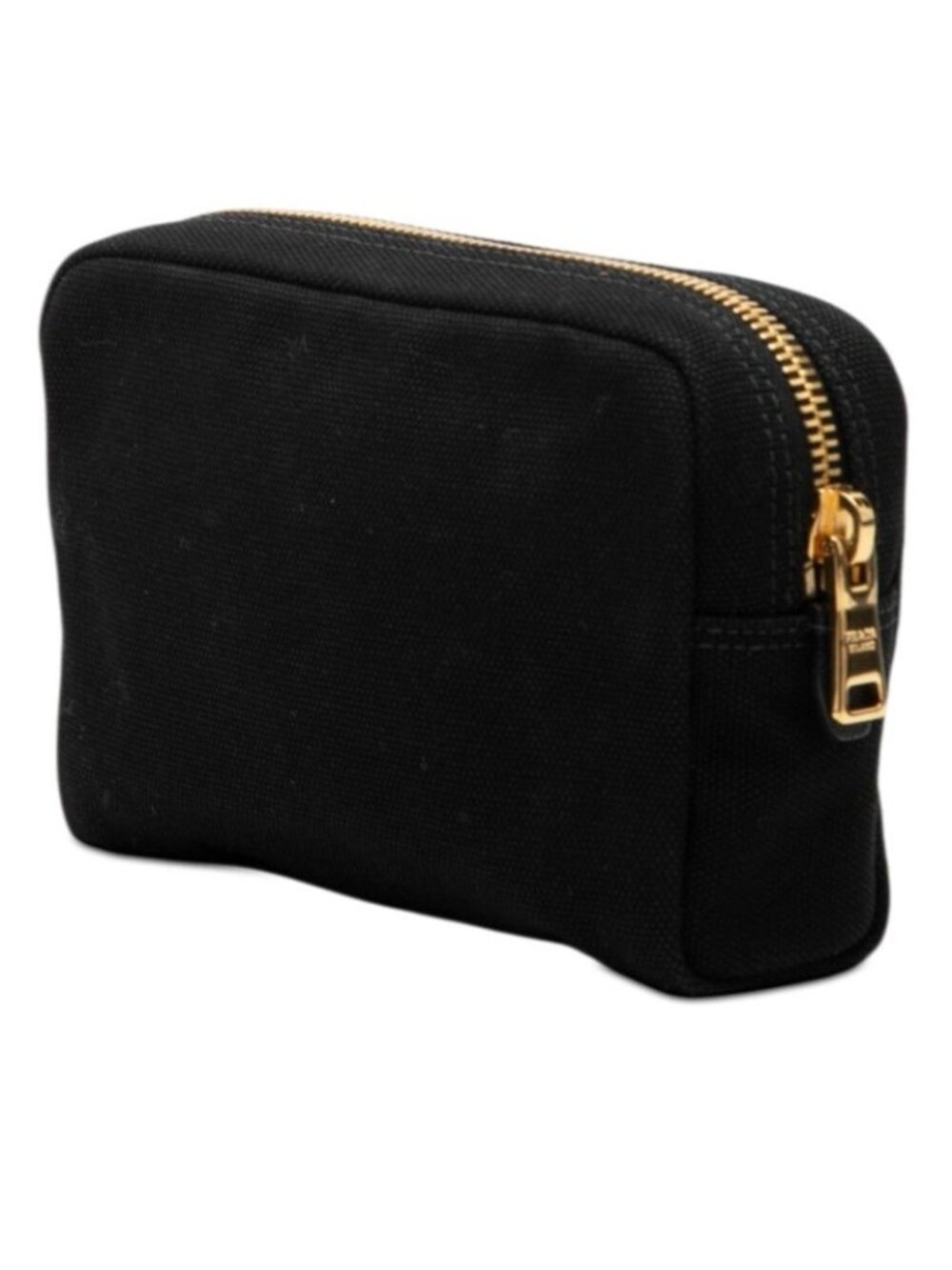 Prada Logo Canapa Mini Pouch Case Black Canvas - Picture 2 of 5